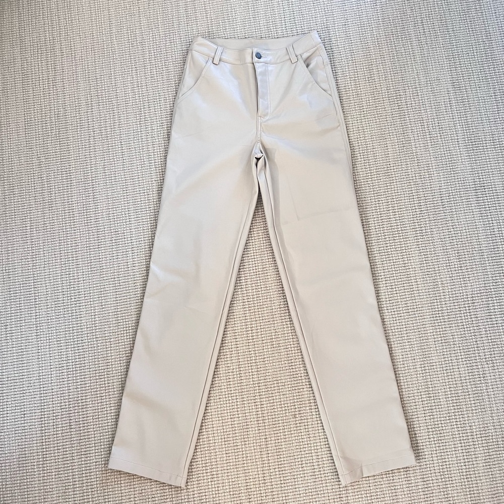 En Saison Cream Faux leather pants size XS